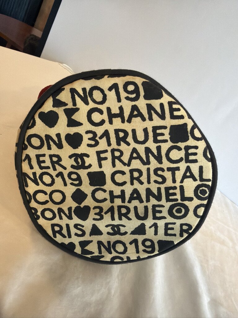 Chanel Coco Cristalle typographic drawstring pouch