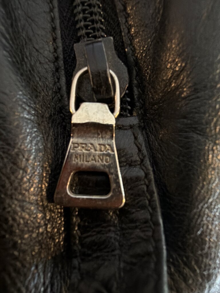 Vintage Prada 1995 Black Nappa Leather Triple Compartment Shoulder Tote Bag