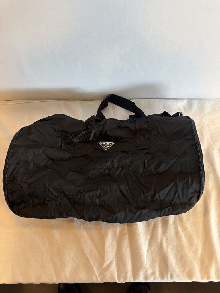 Vintage Prada Tessuto Nylon Packable Travel Duffle Bag Black