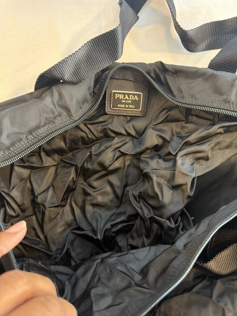 Vintage Prada Tessuto Nylon Packable Travel Duffle Bag Black