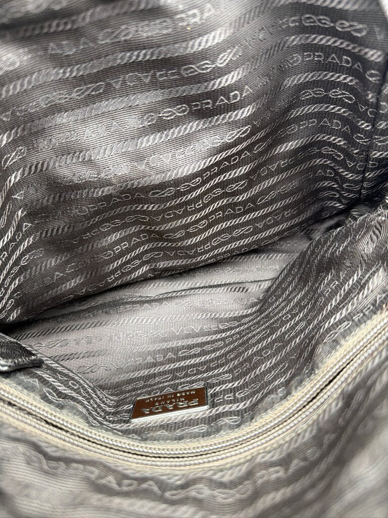 Vintage Prada Tessuto Nylon Shoulder Tote Bag - Khaki / Olive Brown
