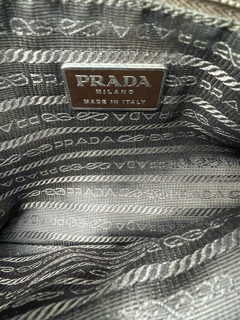 Vintage Prada Tessuto Nylon Shoulder Tote Bag - Khaki / Olive Brown