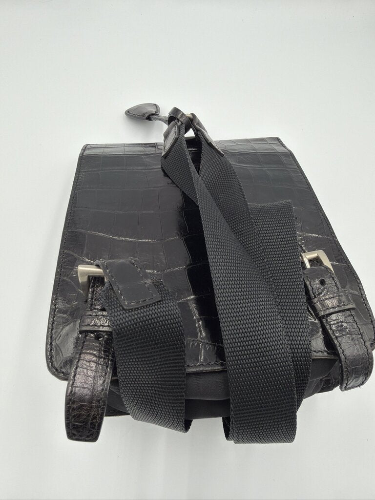Prada Crocodile-Embossed (St. Cocco) Flap/Lock Bag