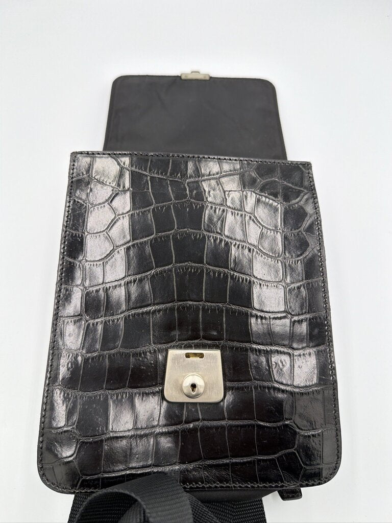 Prada Crocodile-Embossed (St. Cocco) Flap/Lock Bag