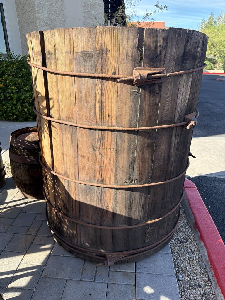 Vintage Arnold's Pickles Redwood Barrel - 40x40X49H