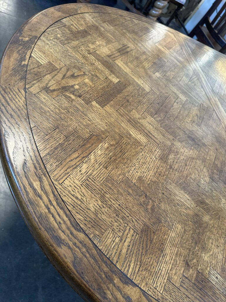 Vintage Herringbone Wood Oval Extension Dining Set-42X52-86X30