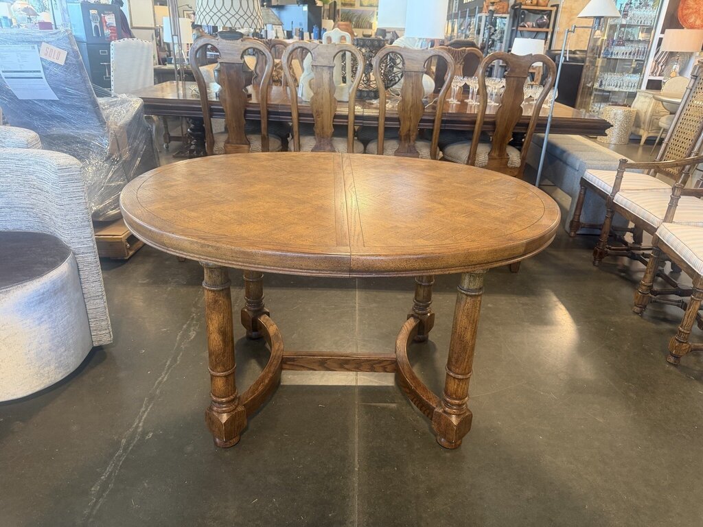 Vintage Herringbone Wood Oval Extension Dining Set-42X52-86X30