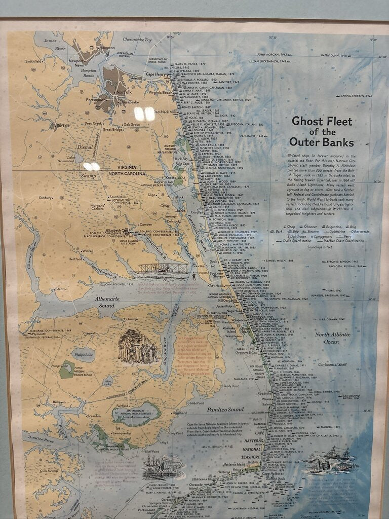 Ghost Fleet of the Outer Banks Map Poster - 14.25X24H