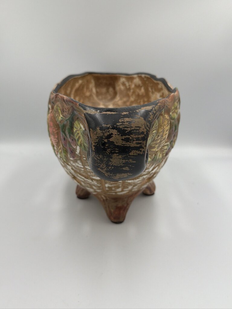 Vintage Footed Oval Clay Basket- 16X7X7