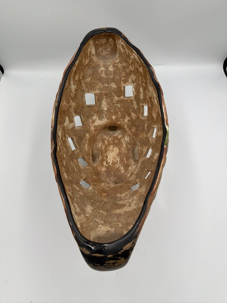 Vintage Footed Oval Clay Basket- 16X7X7