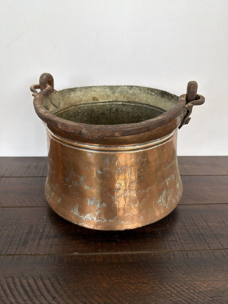 Antique Turkish Copper Bucket W/ Handle- 10X10X8