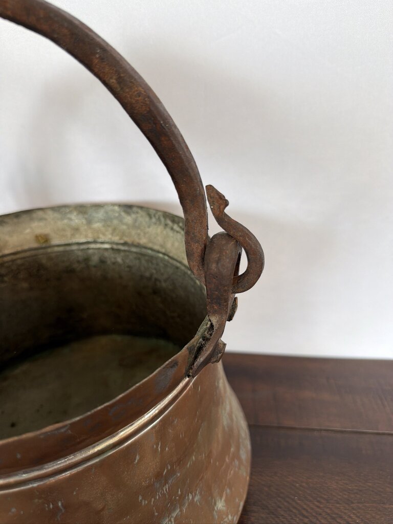 Antique Turkish Copper Bucket W/ Handle- 10X10X8