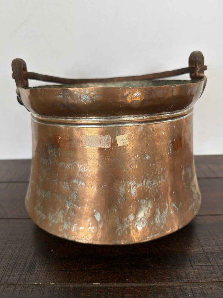 Antique Turkish Copper Bucket W/ Handle- 10X10X8
