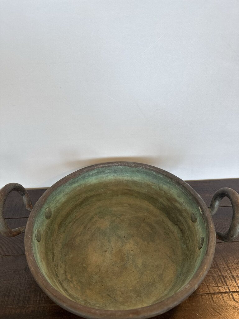 Vintage Round Copper Pot W/ Handles- 14X14X4