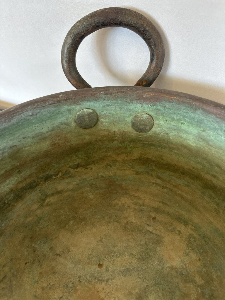 Vintage Round Copper Pot W/ Handles- 14X14X4