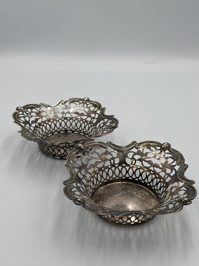 Vintage Silver Plate Filigree Bowls- 5X5X1.5- Pair