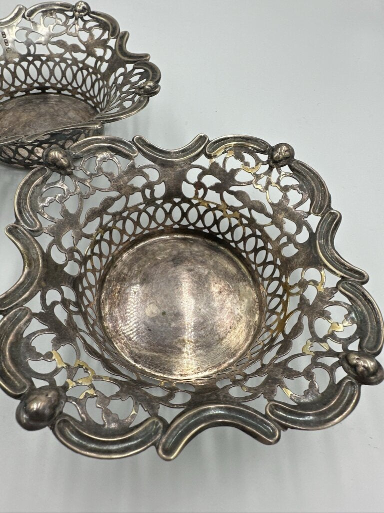 Vintage Silver Plate Filigree Bowls- 5X5X1.5- Pair