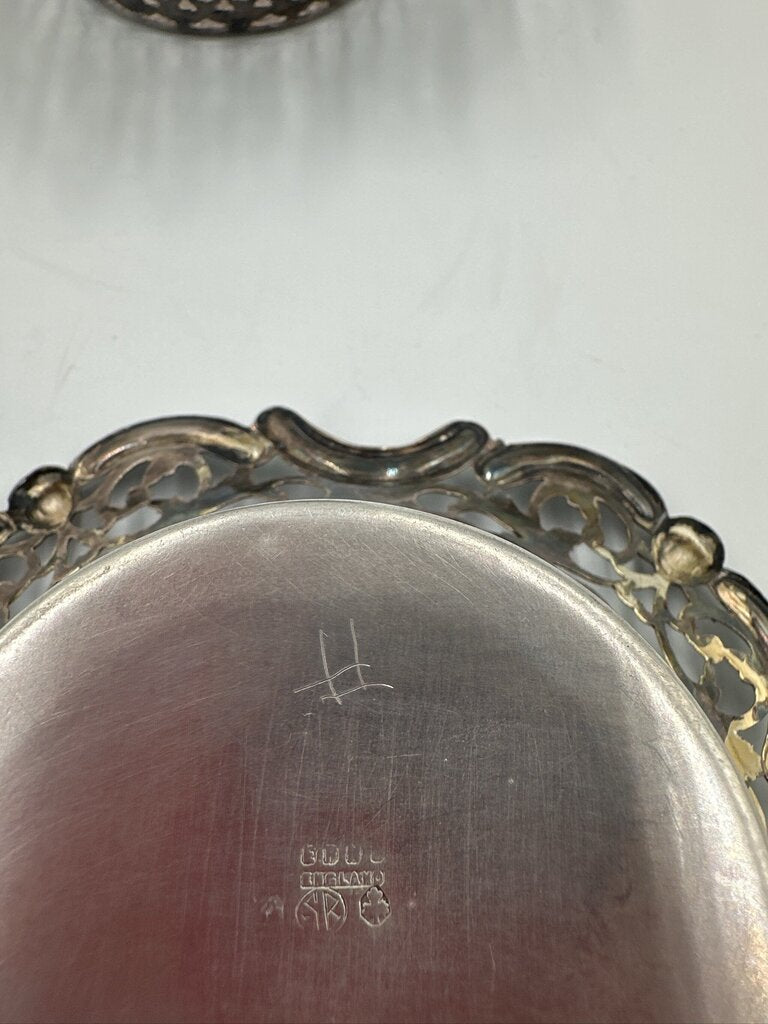 Vintage Silver Plate Filigree Bowls- 5X5X1.5- Pair