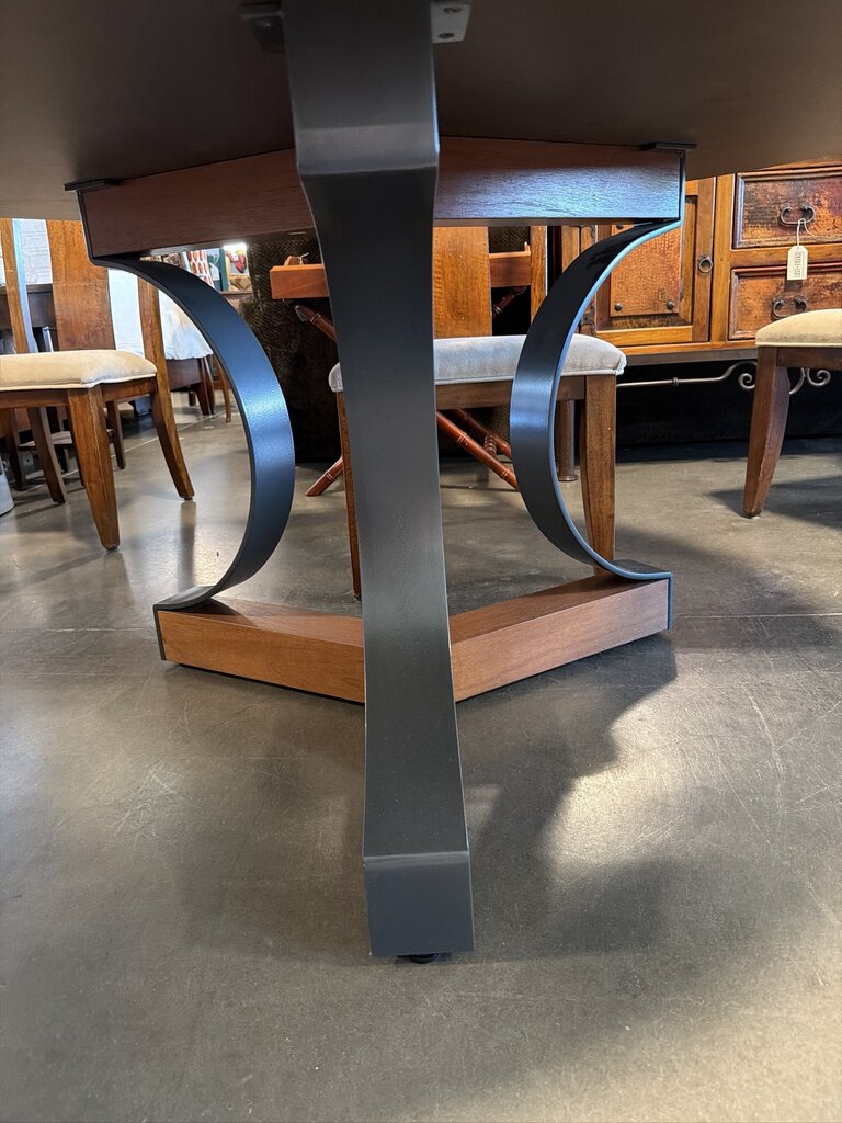 Round Wood Dining Table W/ Metal Accent Base-60X30H
