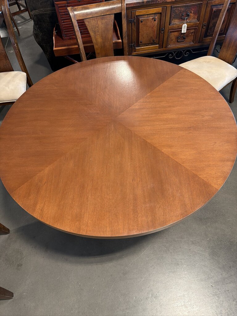 Round Wood Dining Table W/ Metal Accent Base-60X30H