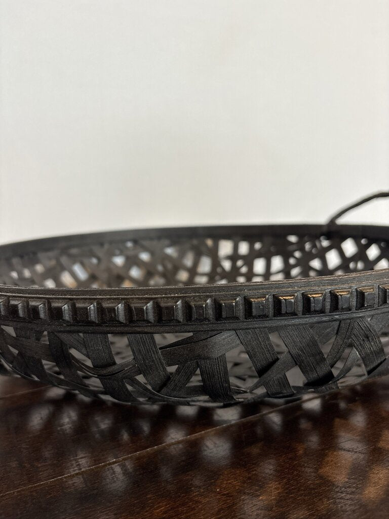 Bamboo Open Weave Black Basket W/Jute Handles