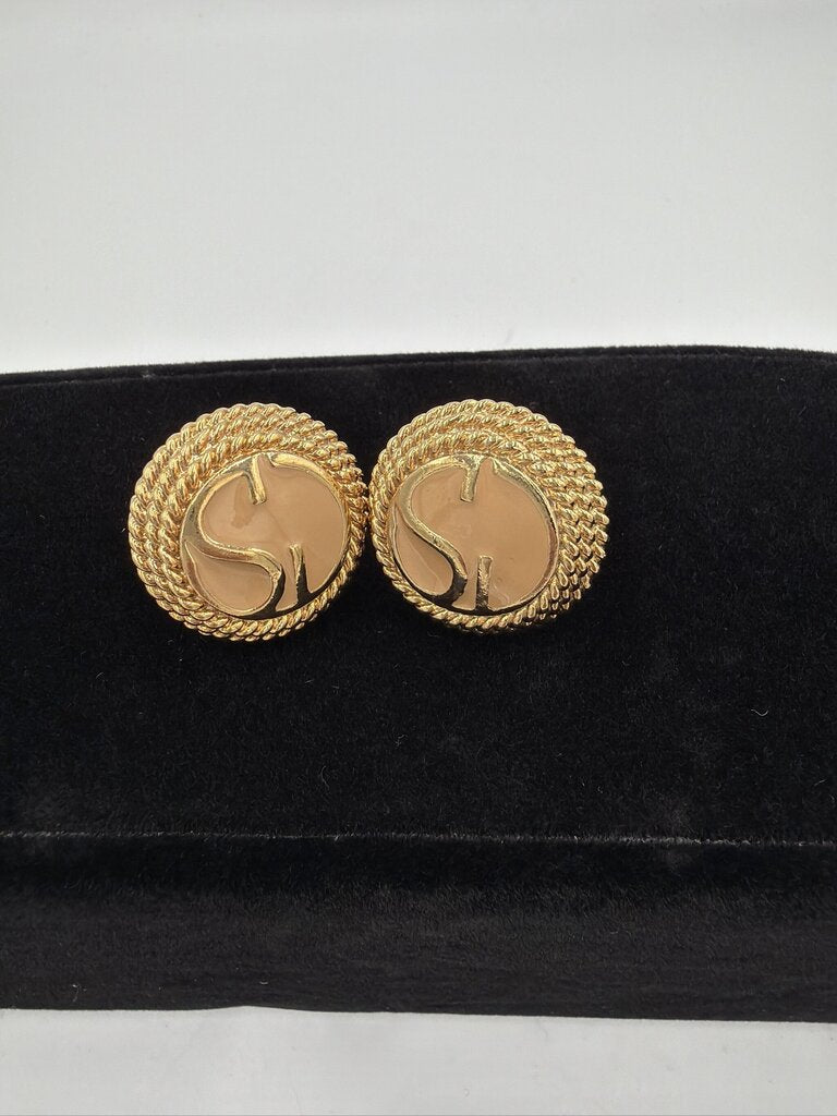 Vintage St. John Signature "SJ" Logo Enamel Cufflinks