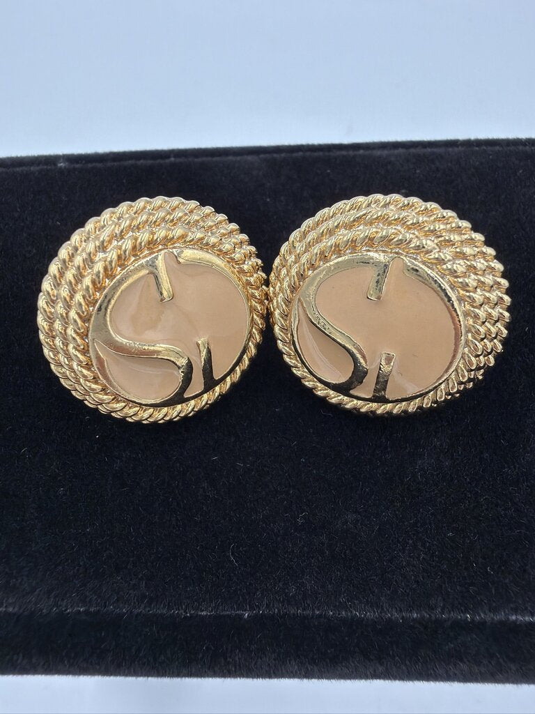 Vintage St. John Signature "SJ" Logo Enamel Cufflinks