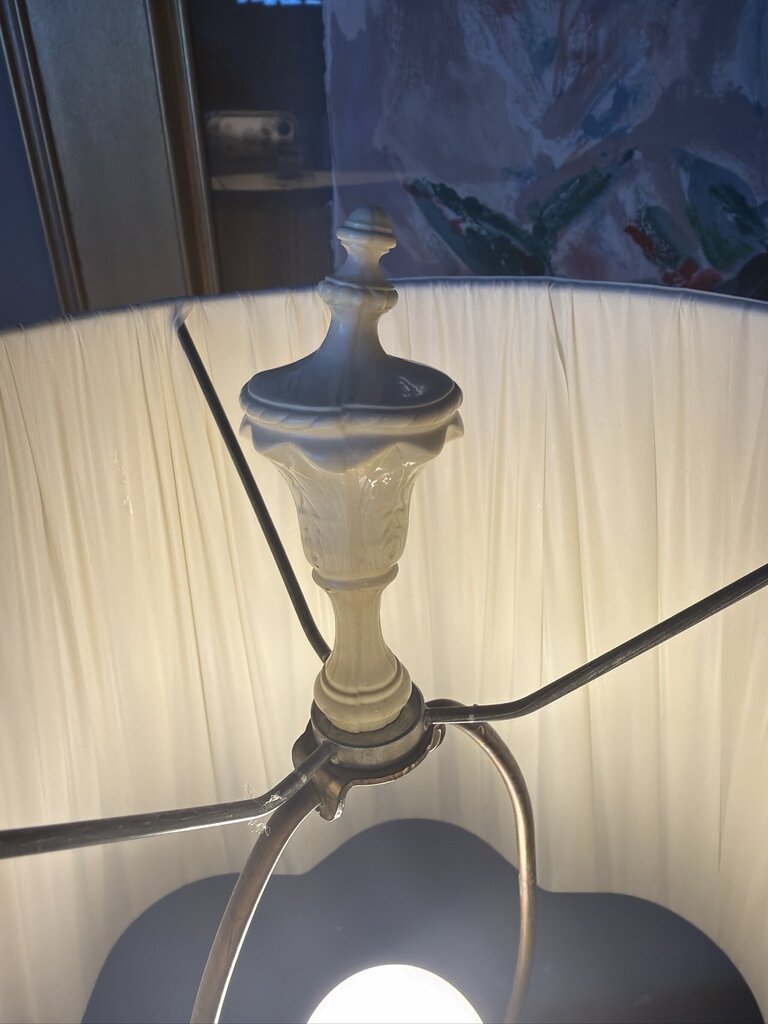Antique Whitewashed Lamps- 14X14X21- Pair