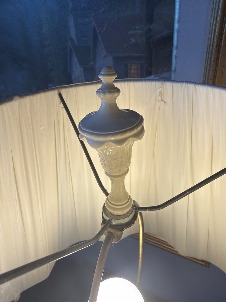 Antique Whitewashed Lamps- 14X14X21- Pair