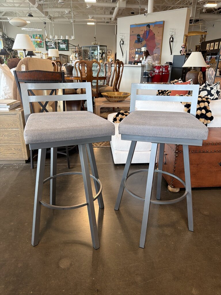 Amisco Derek Light Grey Metallic Barstools - Pair -19X21X37.5H