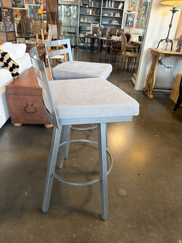 Amisco Derek Light Grey Metallic Barstools - Pair -19X21X37.5H