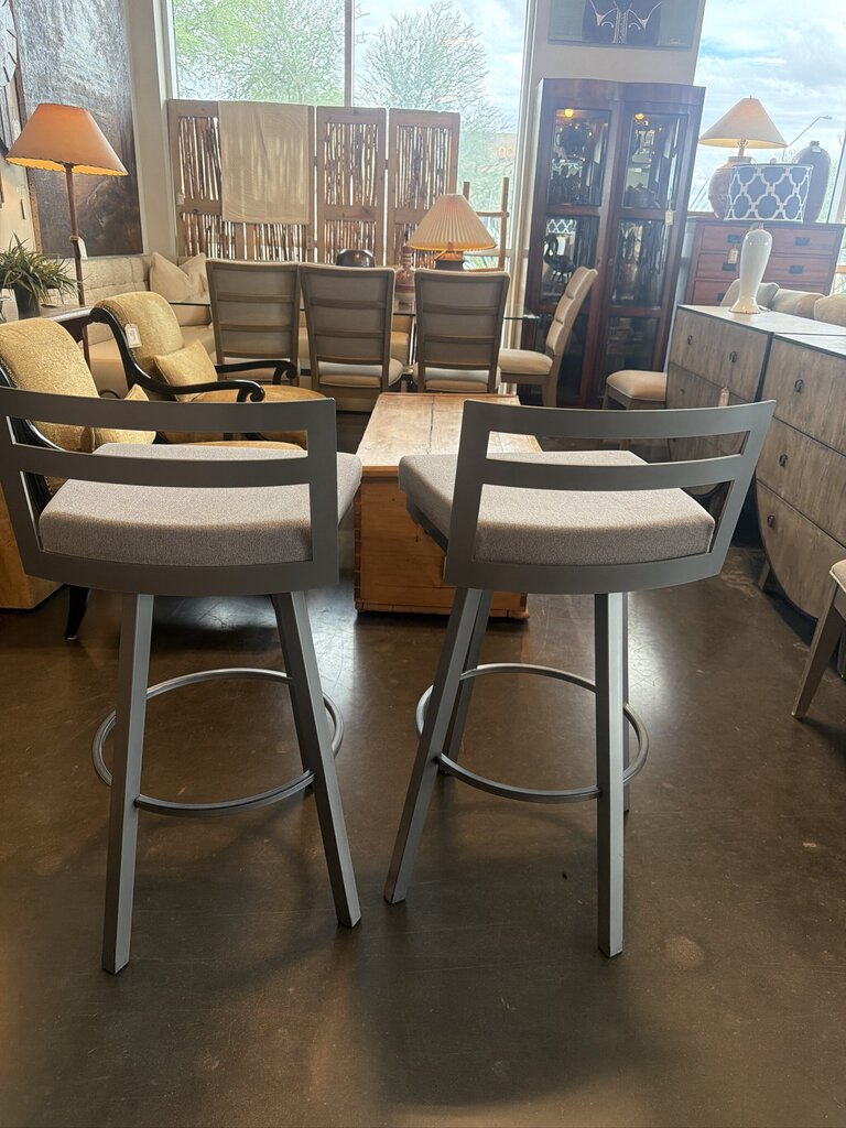 Amisco Derek Light Grey Metallic Barstools - Pair -19X21X37.5H