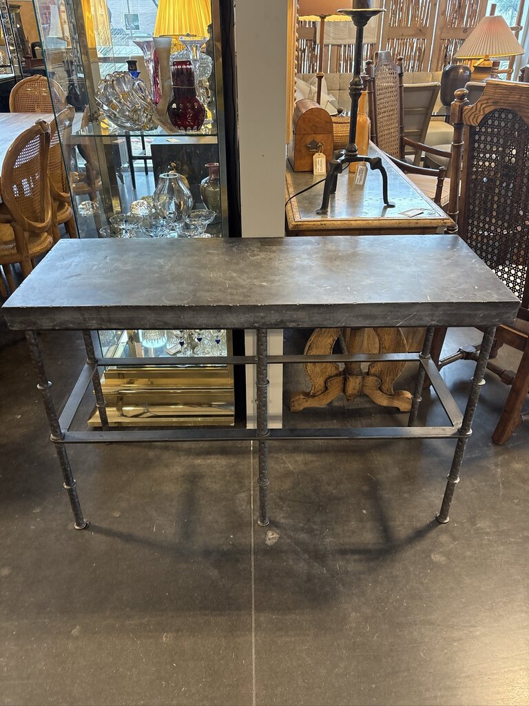 Restoration Hardware Bluestone & Iron Console - AS IS - 48X18X30.5H