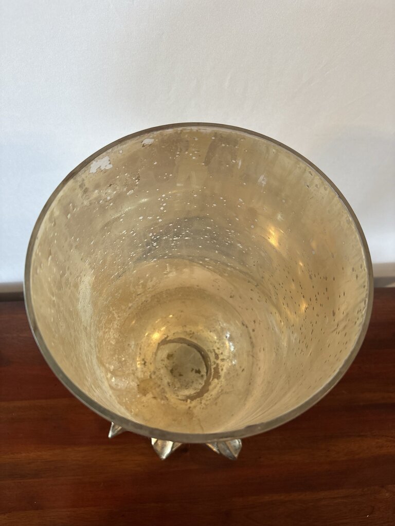 Amber Hurricane W/ Pewter Base- 12X20.5H