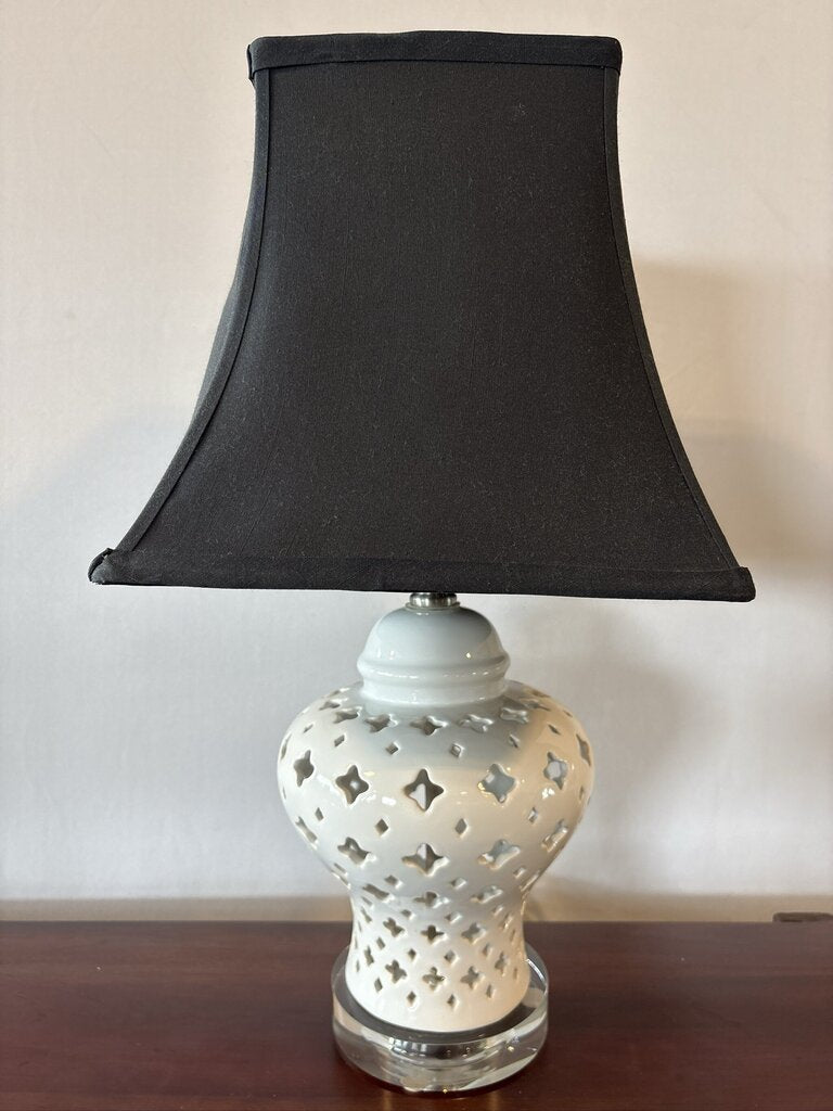 White Cut Out Lamp W/ Black Shade - 10.5X10.5X21H