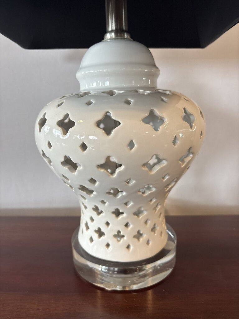 White Cut Out Lamp W/ Black Shade - 10.5X10.5X21H
