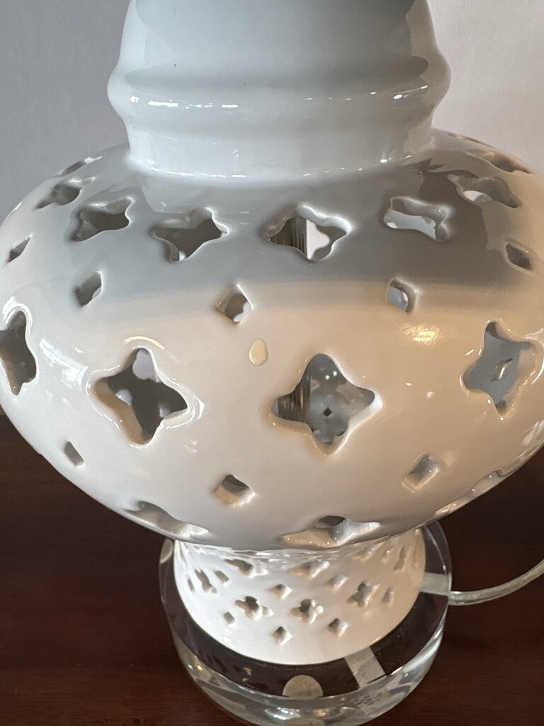 White Cut Out Lamp W/ Black Shade - 10.5X10.5X21H