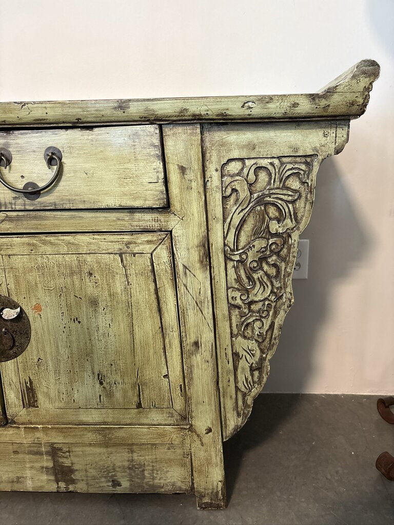 Vintage Green Distressed Ming Console-