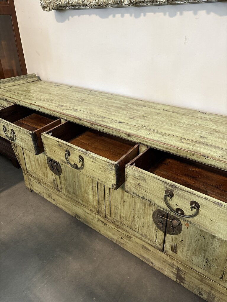 Vintage Green Distressed Ming Console-