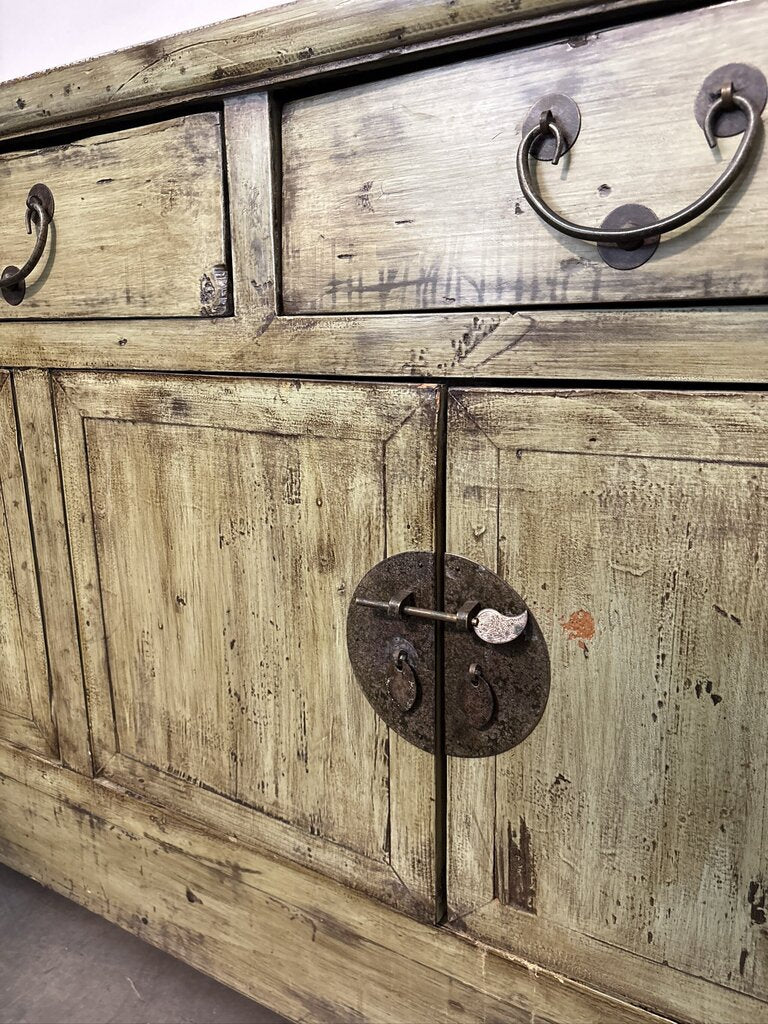 Vintage Green Distressed Ming Console-