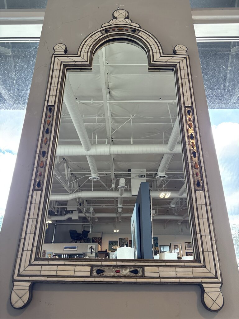 Vintage Moroccan Bone Mosaic Mirror- 35X1X67.5