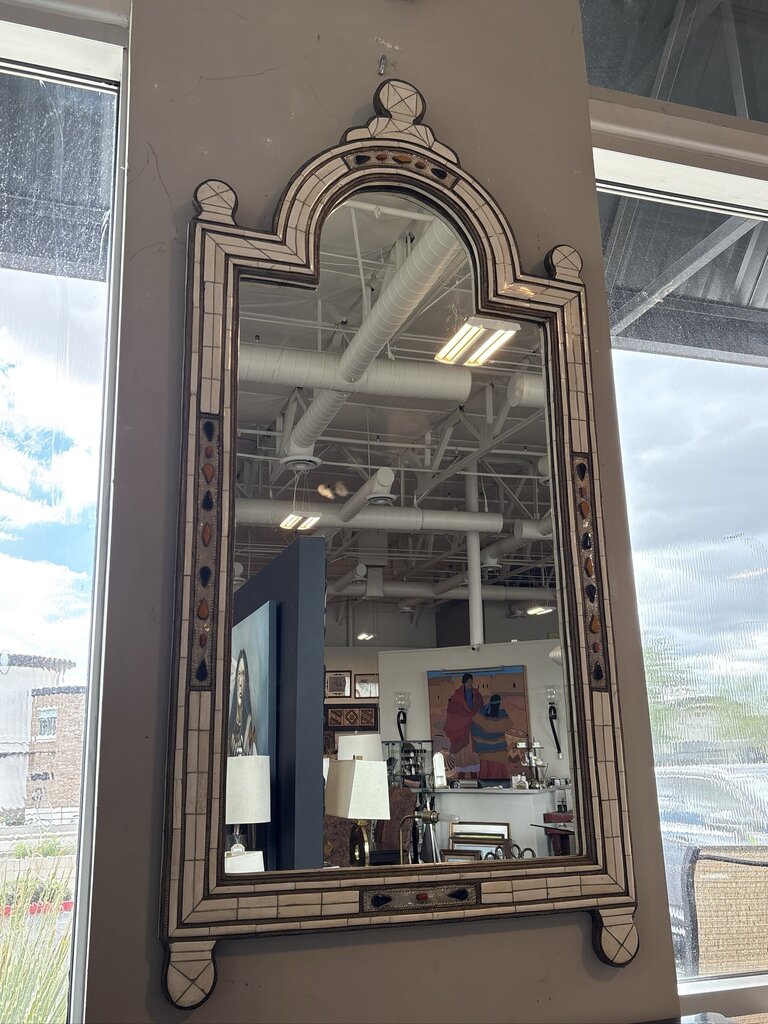 Vintage Moroccan Bone Mosaic Mirror- 35X1X67.5