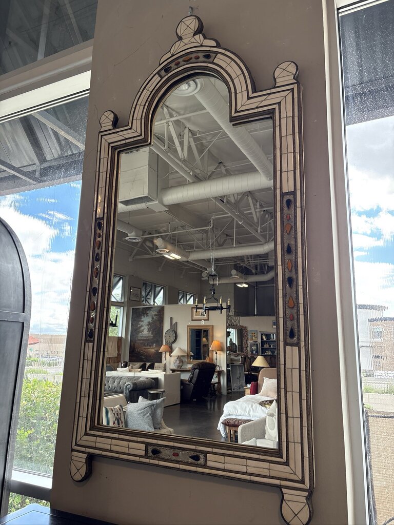 Vintage Moroccan Bone Mosaic Mirror- 35X1X67.5