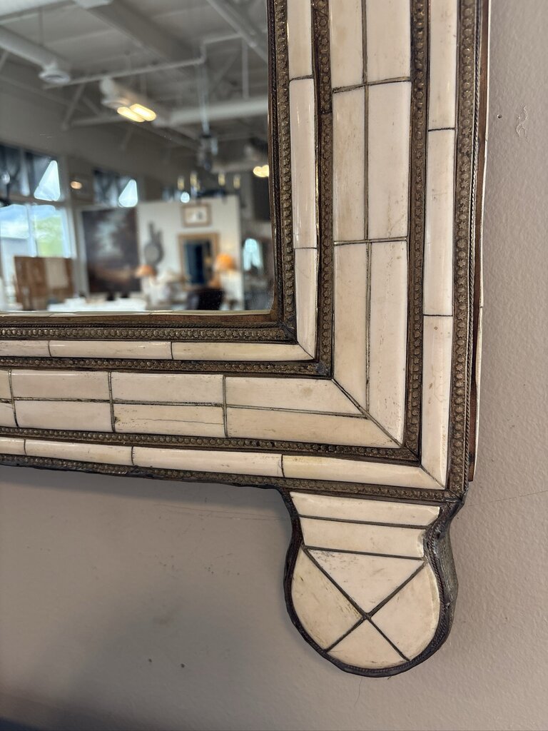 Vintage Moroccan Bone Mosaic Mirror- 35X1X67.5