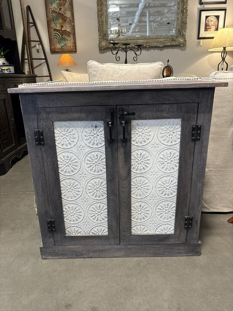 Wood & Metal 2 Door Cabinet- 33X16X33.5H