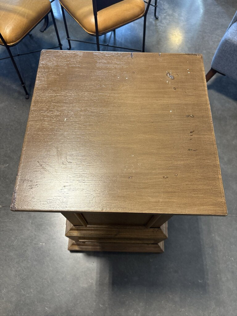 Gold Square Pedestal Table W/ Trim - 20X20X36H