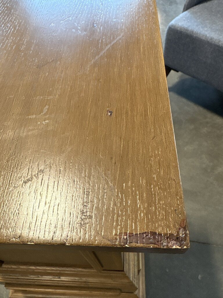 Gold Square Pedestal Table W/ Trim - 20X20X36H
