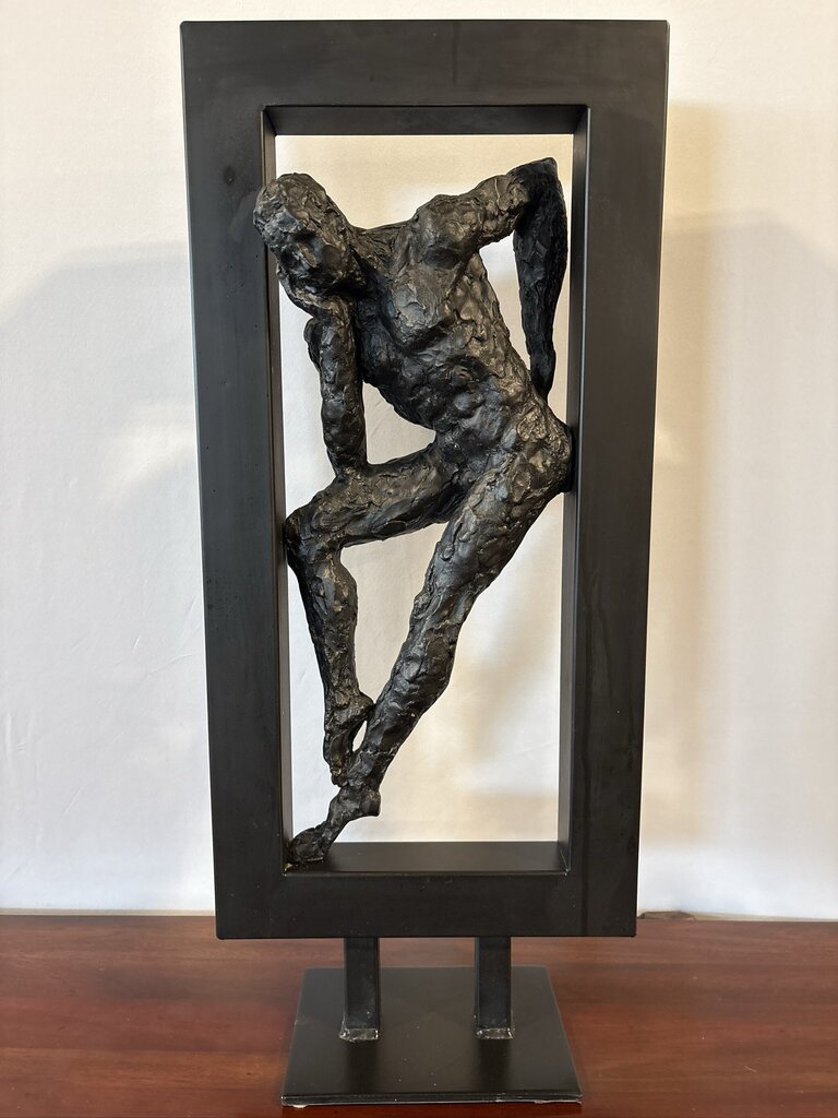 Gerard Koch Style Metal Male Sculpture - 12X5.5X27H
