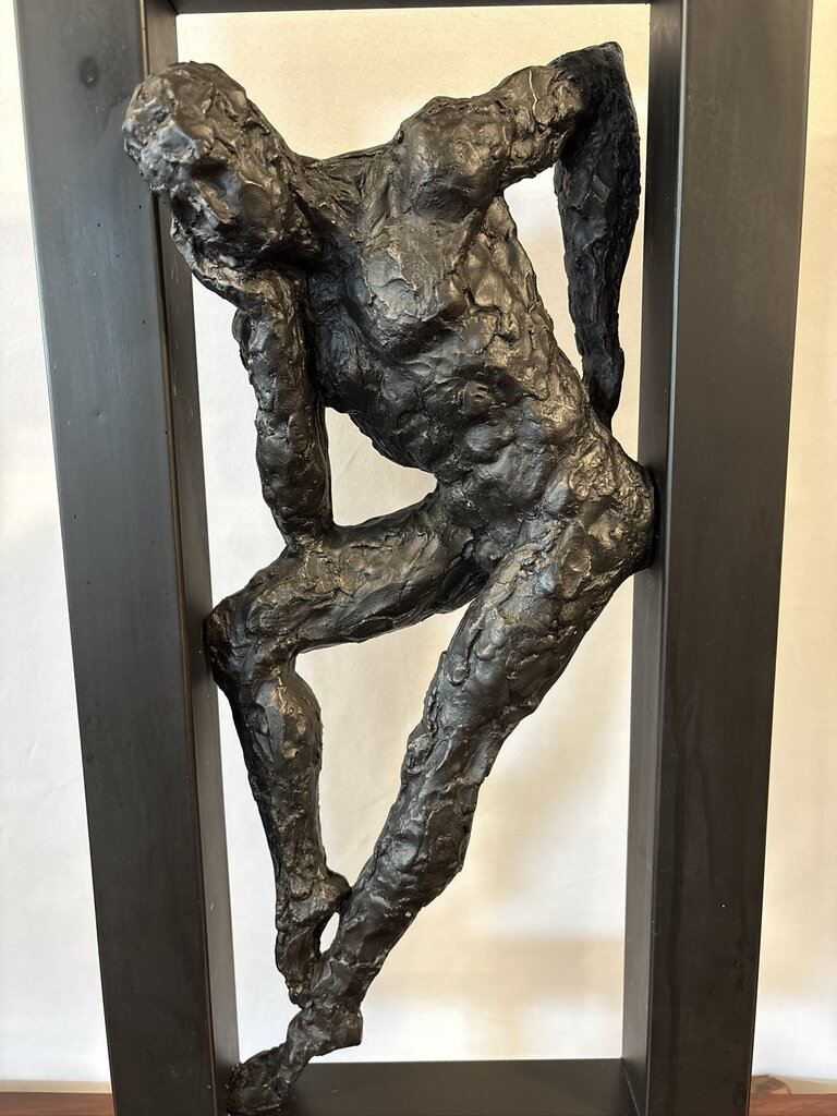 Gerard Koch Style Metal Male Sculpture - 12X5.5X27H