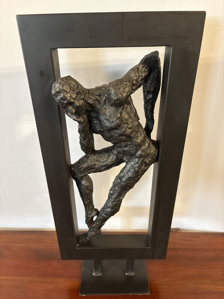 Gerard Koch Style Metal Male Sculpture - 12X5.5X27H